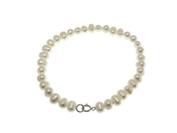White cultured pearl bracelet shaped rice beads